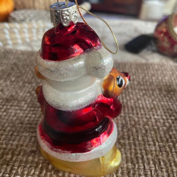 Kurt S. Adler Santa Claus and Rudolph the red nosed reindeer glass ornament 5” - Picture 7 of 9